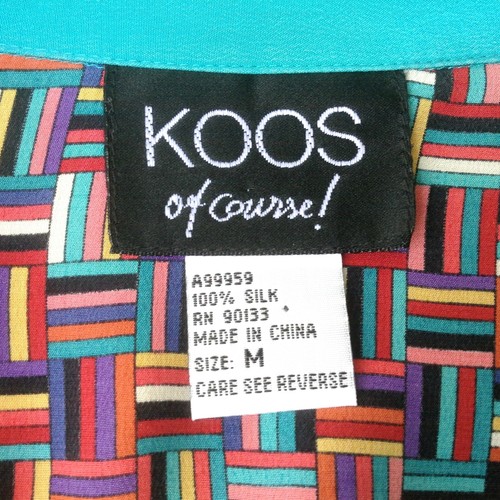 Koos of Course Shirt Womens M Silk Crepe Multi Color Stripe Floral Blouse Top - Picture 7 of 9