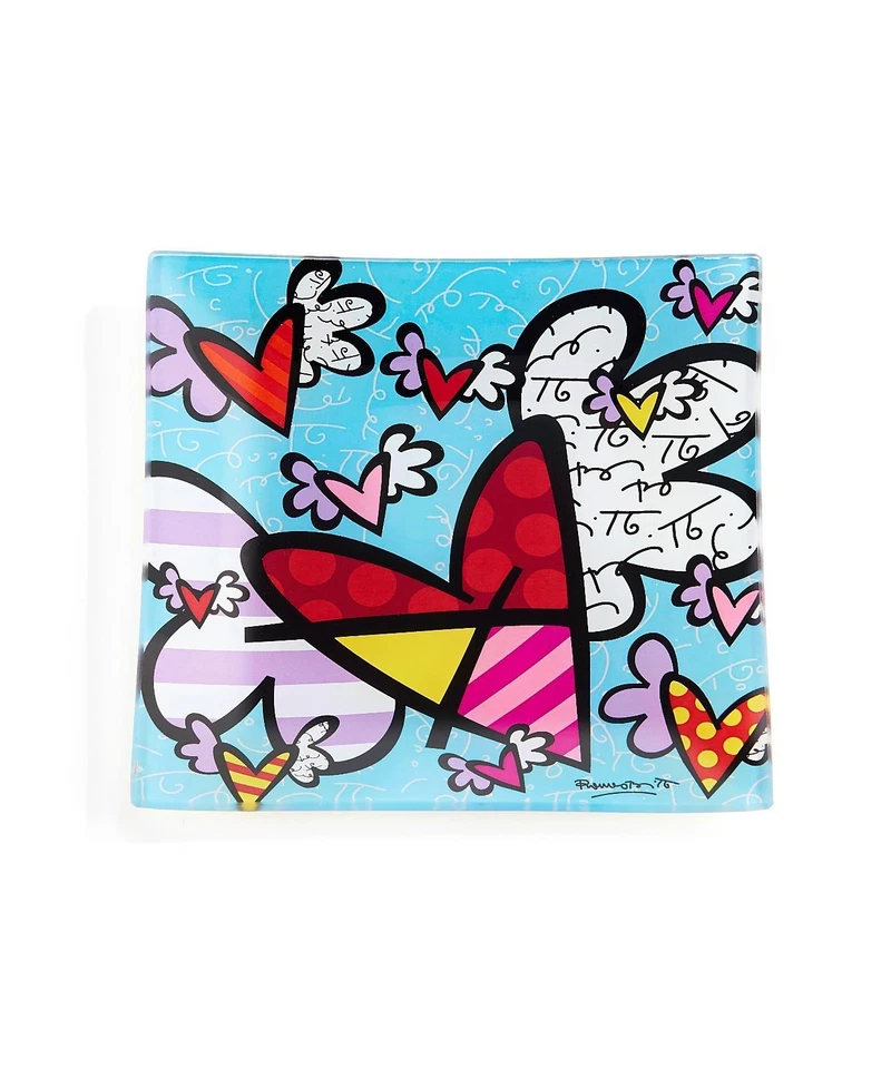 Placa de vidrio Romero Britto - Corazón volador 6 pulgadas x 6 pulgadas Foto 2 de 4