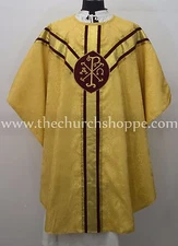 NEW Yellow gothic vestment, stole set and mas set ,Gothic chasuble,
