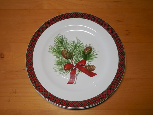 Sakura HOLIDAY GREENS Soup Cereal Bowls 7" Red Green Plaid 4 available - Picture 7 of 9