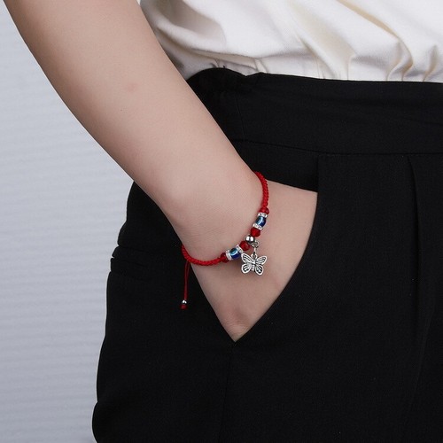 Unisex Charm Red String Rope Braid Bracelet Adjustable Handmade Blue Eye Jewelry - Picture 29 of 51