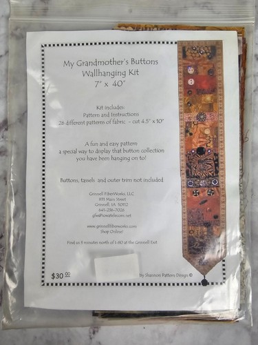 My Grandmother's Buttons Wall Hanging Kit 7" x 40" New Grinnell Fiberworks