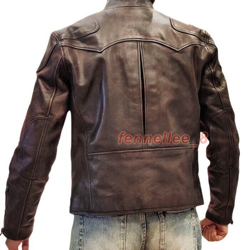 Mens Horsehide Tea core Leather Vintage Style Distressed Biker Motorcycle Jacket - 第 15/26 張圖片