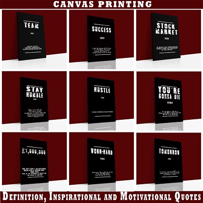 TEAM, SUCCESS, HUSTLE, WORK HARD, TOMORROW , STAY HUMBLE, STOCK, Canvas Wall Art
