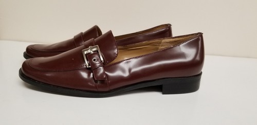 WOMENS SHOES-KAREN SCOTT LEATHER BUCKLE LOAFERS-BROWN-SIZE 8.5M-NEW - Picture 2 of 5