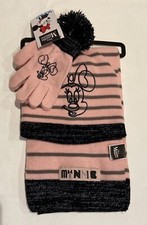 Disney Minnie Mouse Beanie Hat Scarf and Gloves Set Girls Pink