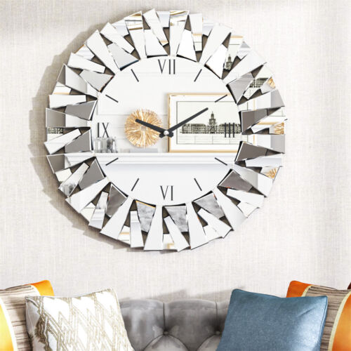 Reloj de Pared Artloge Espejo Decorativo Marco Biselado Plateado Borde Hogar Art Deco EE. UU. - Imagen 4 de 12