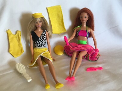 Barbie Dolls Pink Dance Tutu Outfit Blonde Yellow Swimsuit  Accessories Lot