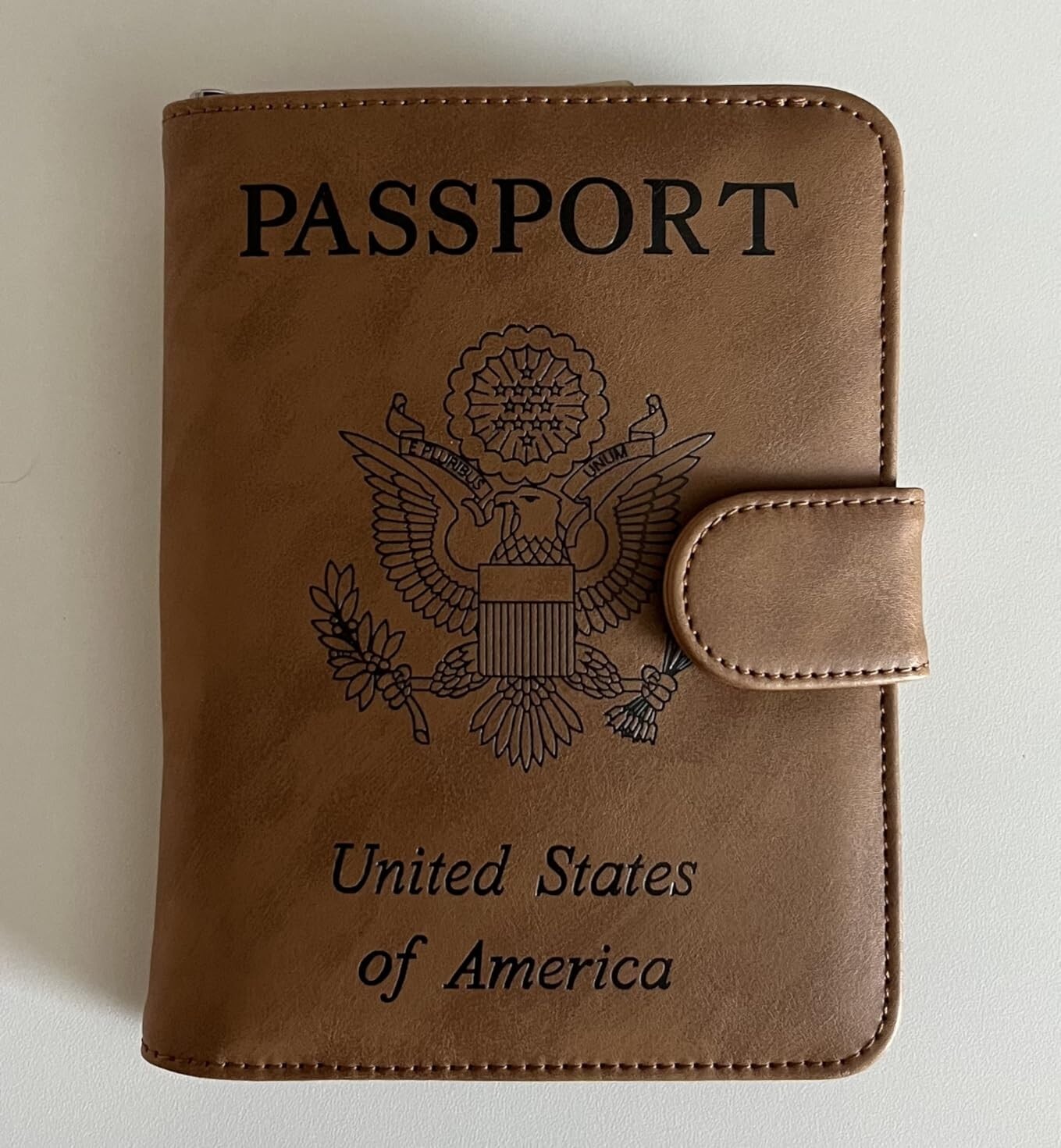 Leather Airtag Passport Holder with RFID Blocking Travel Wallet Case-image