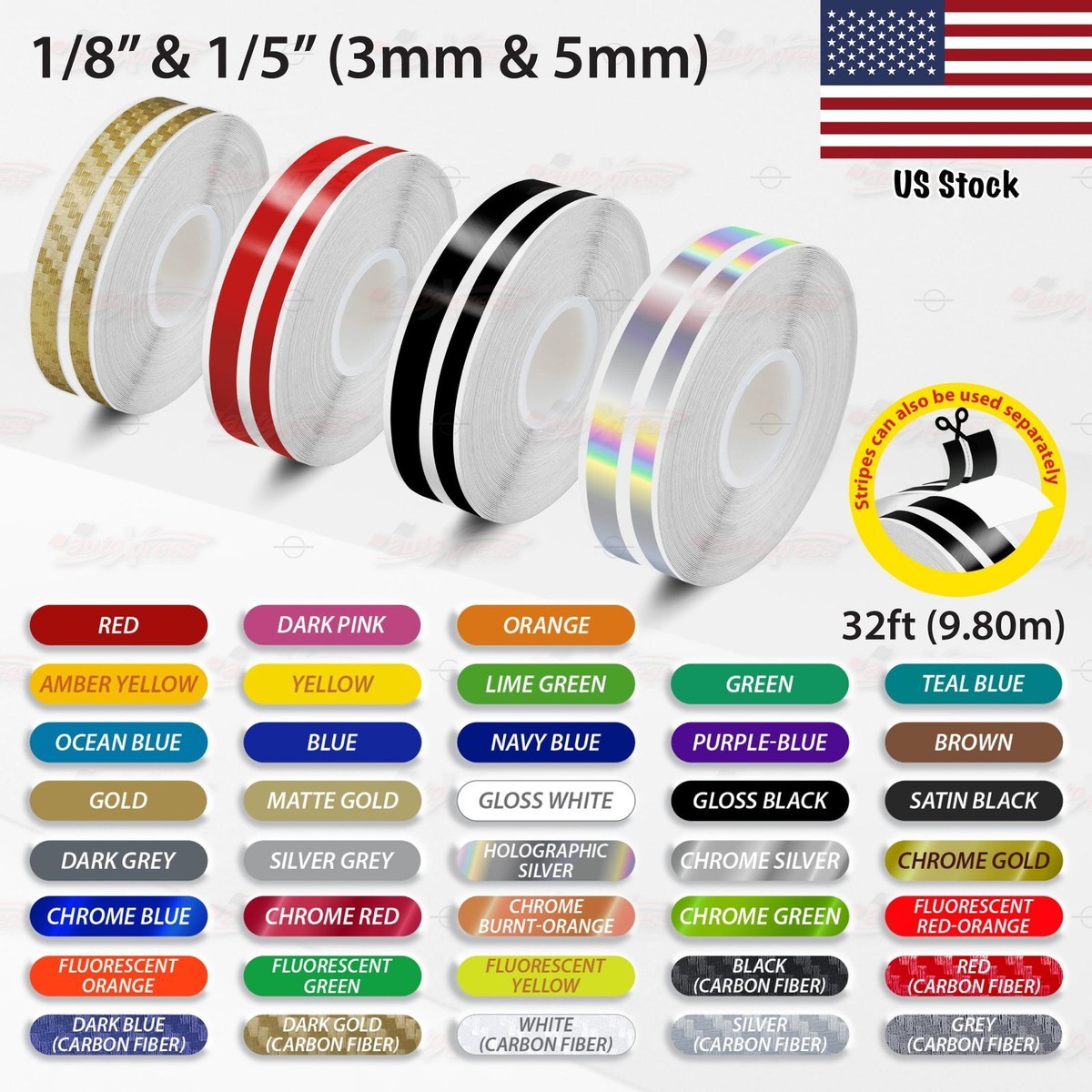 Roll Vinyl Pinstriping Stripe Double Line Car Tape Decal Stickers