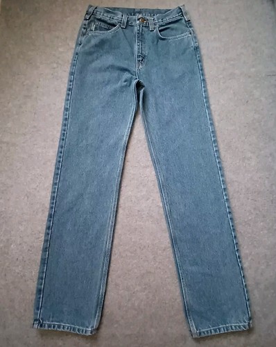 Carhartt Jeans Men 33x36 Blue Traditional Fit Med Wash Leather Logo Actual 32x33 - Picture 4 of 16
