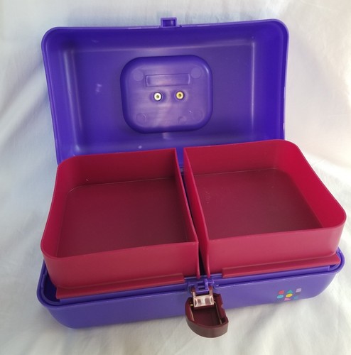 Vintage 80s 90s Caboodle Purple Slide Out Trays Makeup Pageant Train Case - Picture 3 of 10