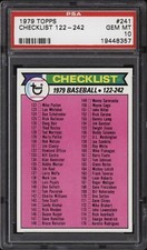 1979 Topps #241 Checklist 122 – 242 - PSA 10 - *48357 - Pop 7 - Baseball Card