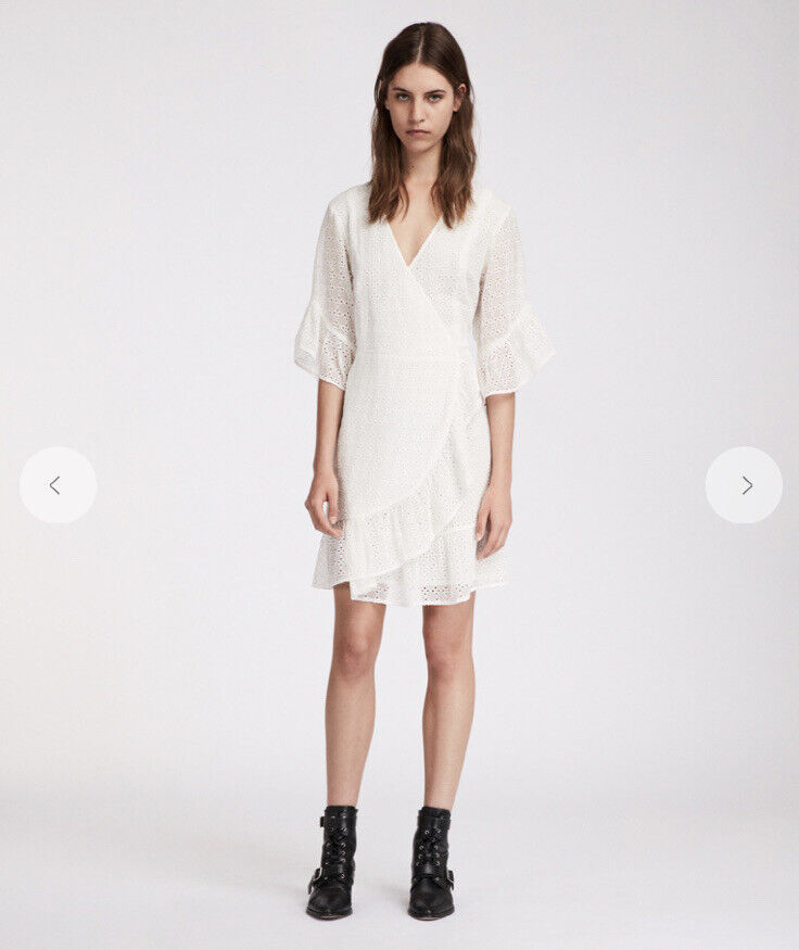 All Saints Chalk White Marlow Ette Wrap Mini Dress Lace All Saints Chalk White Marlow Ette Wrap Mini Dress Lace