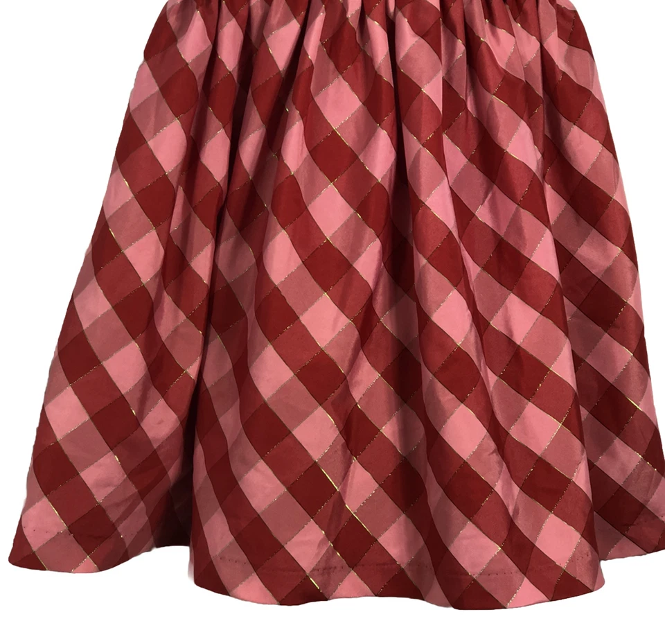 OshKosh Bgosh Sz 4 Red Pink Plaid Christmas Holiday Party Dress W/Crinoline-177 - Image 3 of 4