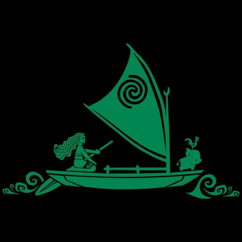 8.5" MOANA BOAT Vinyl Decal Sticker Car Window Laptop Disney Hei Hei Sail Ocean - Picture 13 of 31