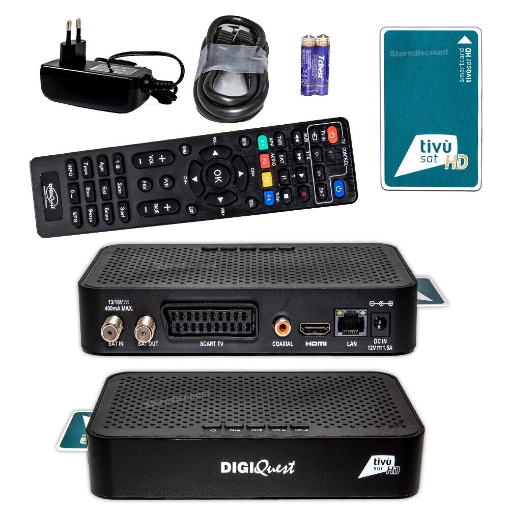 Tivusat Receiver HD mit Karte aktiviert Decoder Tivu SAT TV Italy DigiQuest Q30