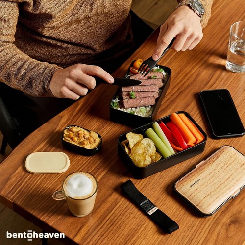 Microwave Safe Bento Box with Cutlery Set and Stylish Wooden Lid - 40oz Capacity - Picture 10 of 10