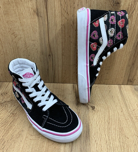 Vans Donuts Heart Hi Top Sneaker Shoes Kids Size Girls 3 Black White Pink 507452