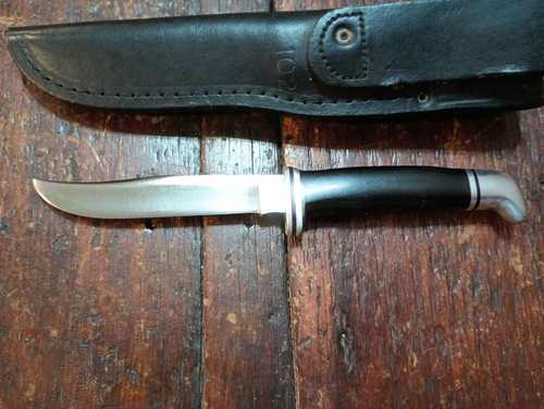 USA BUCK 102 WOODSMAN HUNTING KNIFE PRE DATE CODE 3 LINE STAMP 1972-86 SHEATH - Picture 11 of 19