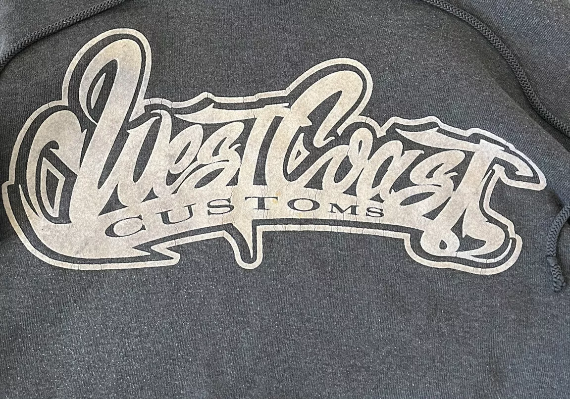 West Coast Customs Mens Grey Hoodie Large Vintage Pimp My Ride Xzibit Cars MTV