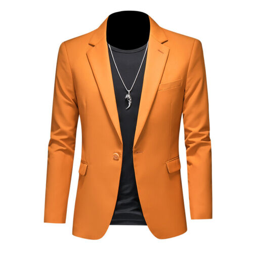 Herren Freizeit Business Slim Fit Formell Kleid Ein Knopf Blazer Jacke Anzug Mantel - Bild 38 von 38