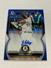 2023 BOWMAN CHROME YENIEL LABOY 124/150 BLUE LAVA REFRACTOR AUTO A’S SP