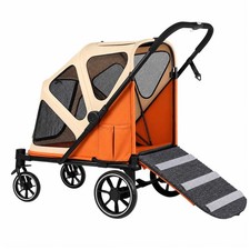 PaWz Dog Stroller Pet Pram Fold Shock Absorbing Wheels Outdoor Travel Orange