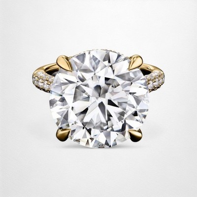 IGI-zertifizierter Diamantring Lab Grown 11 Kt CVD 18k Gelbgold Rund E F VVS