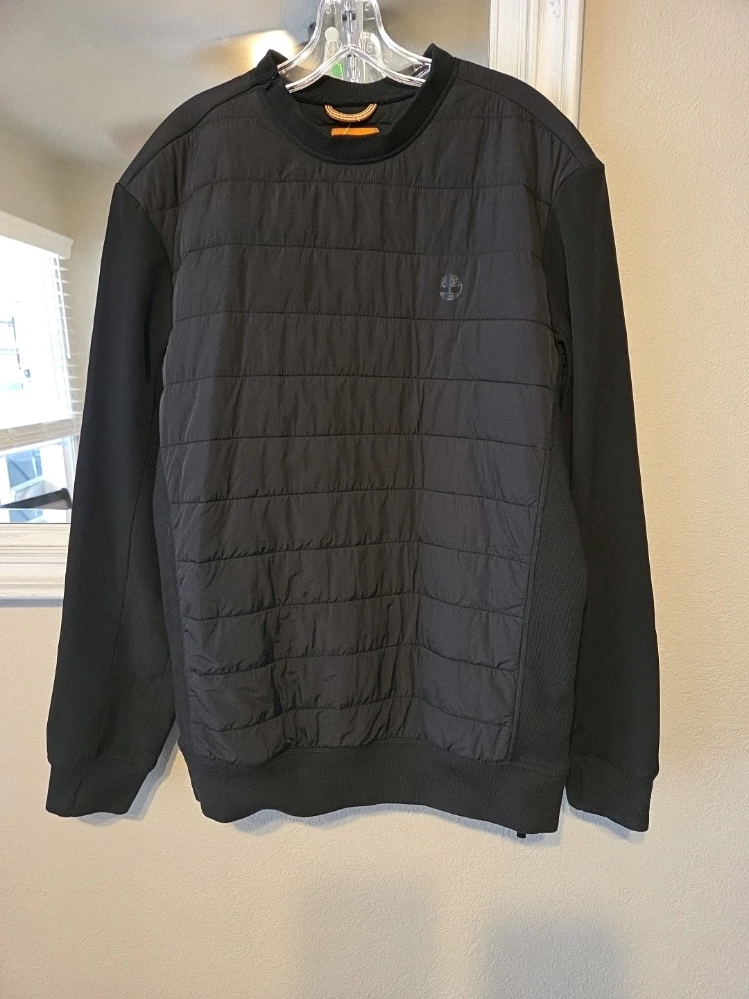 Timberland Men' s Sport Leisure Black Quilted Pullover Jacket A1L9V Rare LARGE