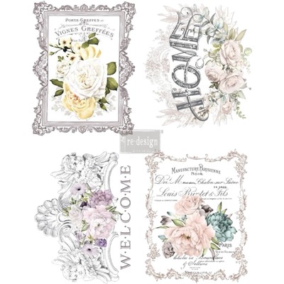 Redesign with Prima FLORAL HOME Decor Transfer Furniture Rub-On Flowers Roses