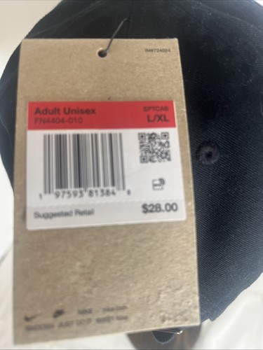 Nike Club Dunk Low Mütze Erwachsene verstellbar unstrukturiert Schuh Logo schwarz L/XL H19 - Bild 6 von 6