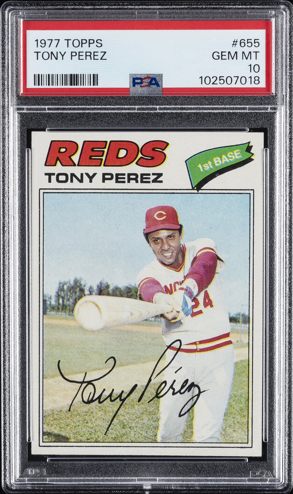 1977 TOPPS #655 TONY PEREZ PSA 10