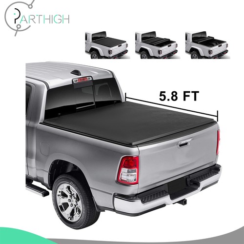 Tri-Fold 5.8FT Bed Soft Tonneau Cover For Silverado Sierra 1500 Truck 2019-2024