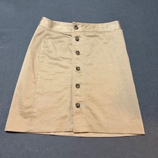 J.Crew Button Front Mini Skirt Womens 10 Khaki Tan Preppy Academic Core Fall