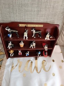 BOSTON TERRIER COLLECTABLES WITH DISPLAY SHELF