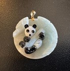 Jade Panda Bear Pendant 14K Gold Black Onyx Mother-of-Pearl Necklace — photo 3