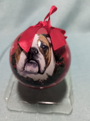 English Bulldog Dog Christmas Tree Ornament Red NEW In Box by E & S Pets - Picture 8 of 9