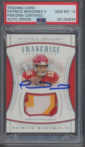 2019 National Treasures Patrick Mahomes II 17/25 Patch Gem Mint PSA DNA 10 Auto