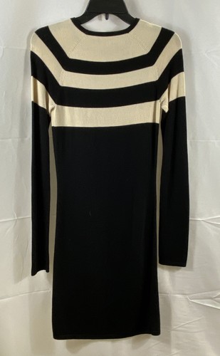 T by Alexander Wang Women's Black Cream Colorblock Knit Dress Long Sleeve Sz S - Bild 2 von 5