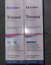 Lot of 2 FortiMed Trimova GLP-1 Metabolism Boost Drops 2 x 30 ml Weight Loss