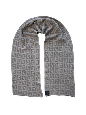 Fendi Brown Wool Scarf FF Monogram Logo Italy Luxury Unisex