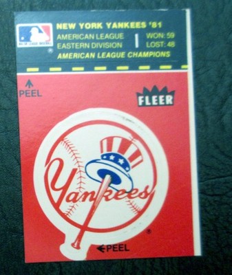 1981 Fleer Laughlin Team Stickers Yankees Baseball  #NNO 