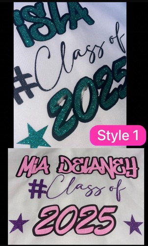Personalised school leavers shirts Glitter white shirt blue shirt - Picture 2 of 8
