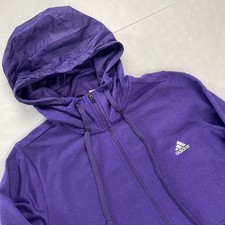 Adidas ClimaWarm 1/4 Zip Hoodie Pullover Jacket Women's L Purple Thumbholes Poly
