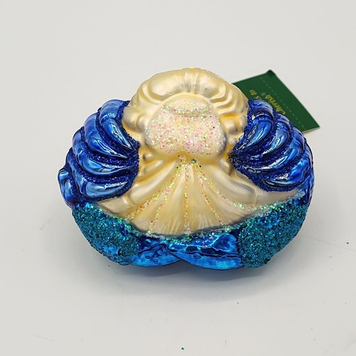 Alte Welt Weihnachten blaue Krabbe mundgeblasen Glas Glitzer Ornament mit Box 12184 - Bild 4 von 8