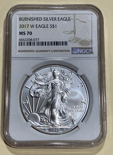 MS70 2017 W BURNISHED SILVER EAGLE NGC CLASSIC BROWN LABEL