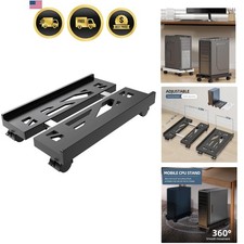 Adjustable Mobile CPU Stand, Ventilated Computer Tower Stand with 4 Caster Wh...