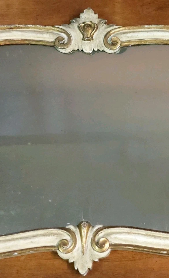 Miroir Laqué Et Doré Argent Et Mecca XIXe Siècle Antique - Photo 3/4