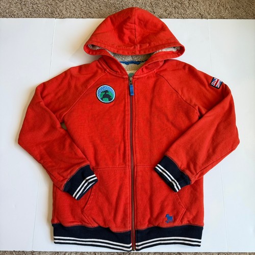 Mini Boden Space Sherpa Lined Orange Full-Zip Hoodie 9/10 - Picture 2 of 9